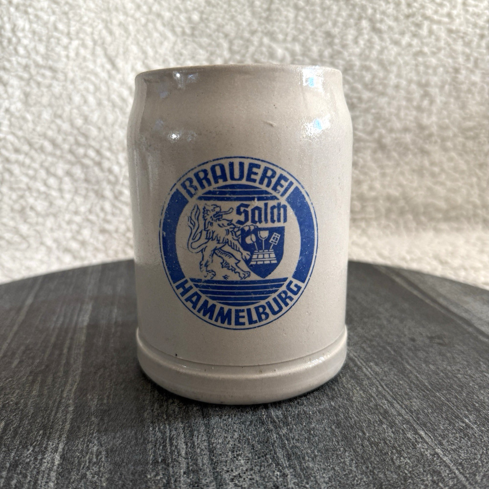 RARE Brauerei SALCH Hammelburg Germany Beer‎ Stein Blue Salt Glazed Vintage